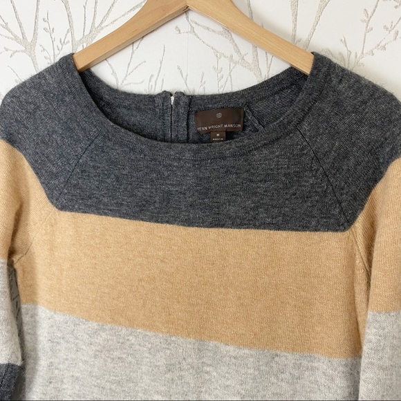 FENN WRIGHT MANSON Angora Rabbit Blend Colorblock Stripe Sweater medium - Picture 3 of 11